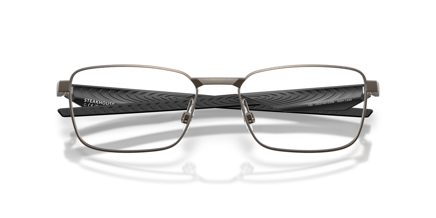 Oakley OX3140 Steakhouse Unisex Rectangle Eyeglass Frames - Satin Lead Frame