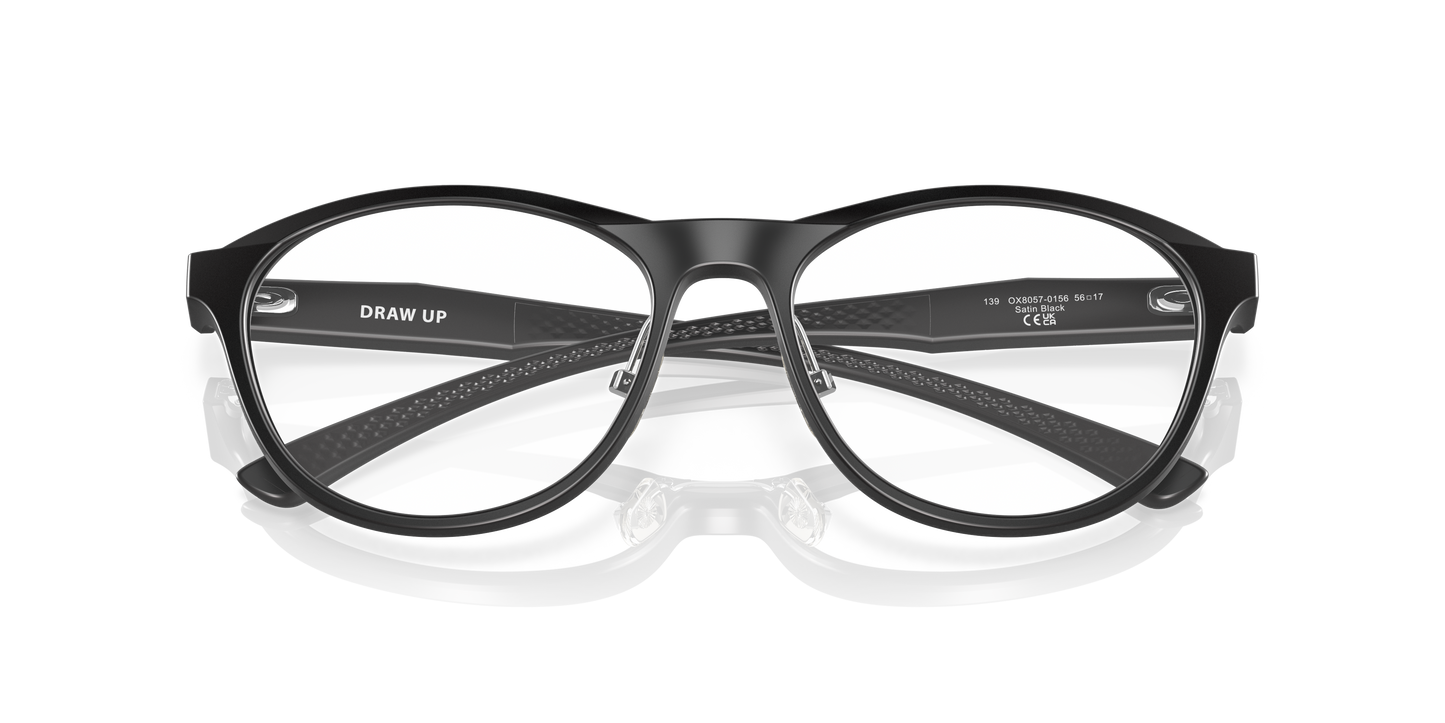 Oakley OX8057 Draw Up Women's Round Eyeglass Frames - Satin Black Frame