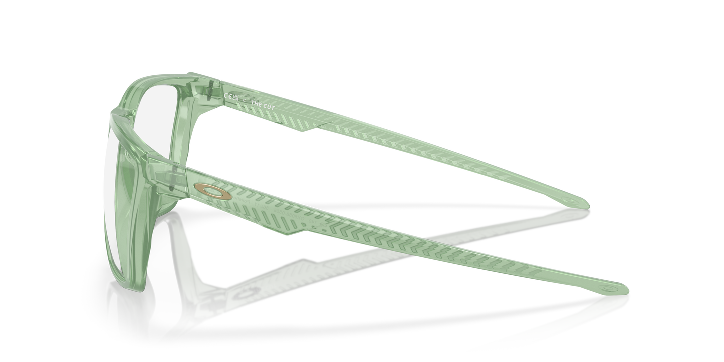 Oakley OX8058 The Cut Men's Square Eyeglass Frames - Polished Trans Stonewash Frame