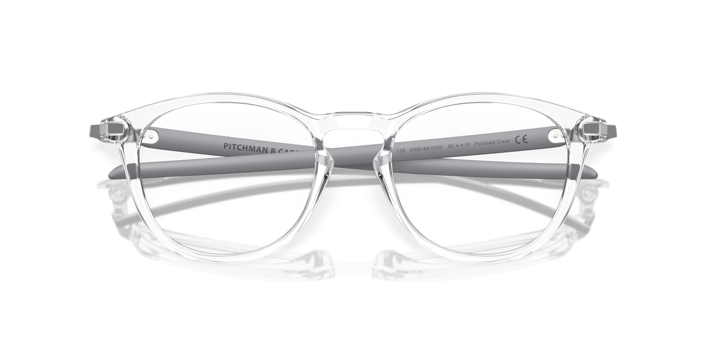 Oakley OX8149 Pitchman R Carbon Men's Round Eyeglass Frames - Polished Clear Frame