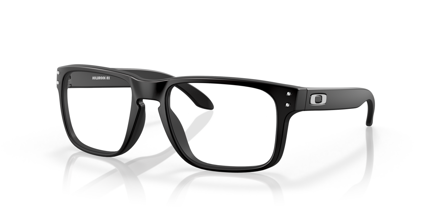 Oakley OX8156 Holbrook Men's Square Eyeglass Frames - Polished Black Clear Frame