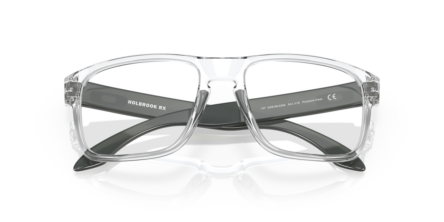Oakley OX8156 Holbrook Men's Square Eyeglass Frames - Polished Black Clear Frame