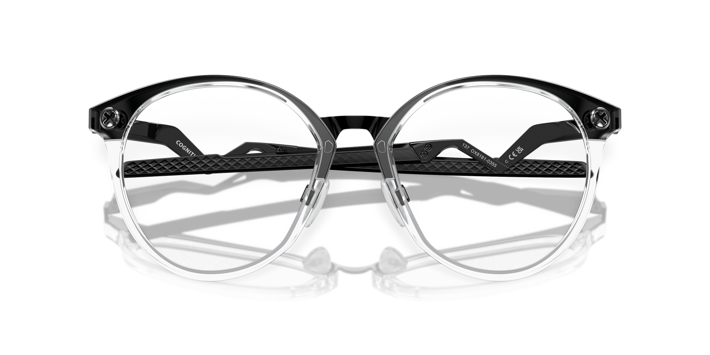 Oakley OX8181 Cognitive R Men's Round Eyeglass Frames - Polished Clear Frame