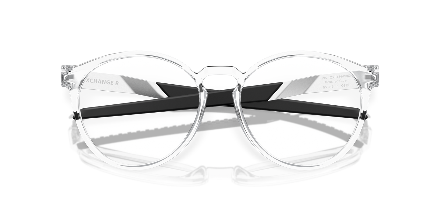 Oakley OX8184 Exchange R Men's Round Eyeglass Frames - Polished Clear Frame